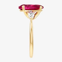 Limited Quantities! Womens Lab Created Red Ruby 14K Gold Cocktail Ring