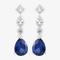 Limited Quantities! Womens Lab Created Blue Sapphire Sterling Silver Drop Earrings
