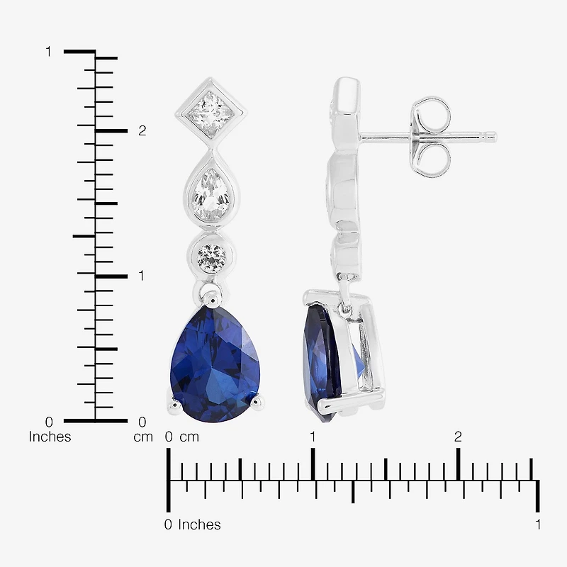 Limited Quantities! Womens Lab Created Blue Sapphire Sterling Silver Drop Earrings