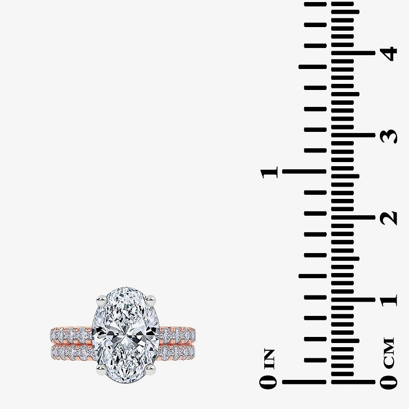 Signature By Modern Bride (G / Vs2-Si1) Womens 6 CT. T.W. Lab Grown White Diamond 14K Gold Oval Side Stone Bridal Set