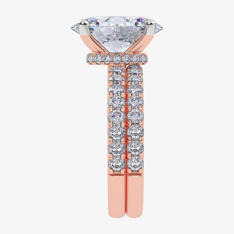 Signature By Modern Bride (G / Vs2-Si1) Womens 6 CT. T.W. Lab Grown White Diamond 14K Gold Oval Side Stone Bridal Set