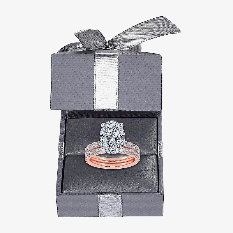 Signature By Modern Bride (G / Vs2-Si1) Womens 6 CT. T.W. Lab Grown White Diamond 14K Gold Oval Side Stone Bridal Set