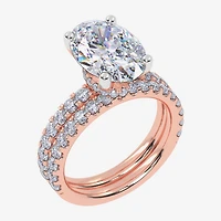 Signature By Modern Bride (G / Vs2-Si1) Womens 4 CT. T.W. Lab Grown White Diamond 14K Gold Oval Side Stone Bridal Set