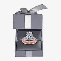 Signature By Modern Bride (G / Vs2-Si1) Womens 4 CT. T.W. Lab Grown White Diamond 14K Gold Oval Side Stone Bridal Set