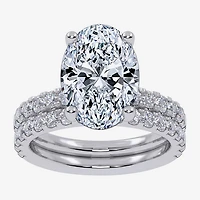Signature By Modern Bride (G / Vs2-Si1) Womens 4 CT. T.W. Lab Grown White Diamond 14K Gold Oval Side Stone Bridal Set