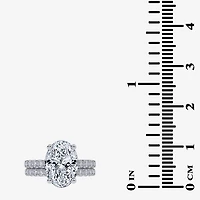 Signature By Modern Bride (G / Vs2-Si1) Womens 4 CT. T.W. Lab Grown White Diamond 14K Gold Oval Side Stone Bridal Set