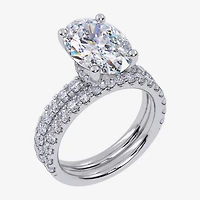 Signature By Modern Bride (G / Vs2-Si1) Womens 4 CT. T.W. Lab Grown White Diamond 14K Gold Oval Side Stone Bridal Set