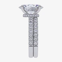 Signature By Modern Bride (G / Vs2-Si1) Womens 4 CT. T.W. Lab Grown White Diamond 14K Gold Oval Side Stone Bridal Set