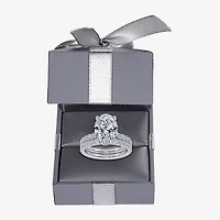 Signature By Modern Bride (G / Vs2-Si1) Womens 4 CT. T.W. Lab Grown White Diamond 14K Gold Oval Side Stone Bridal Set