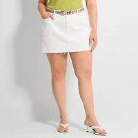 Ashley Graham Women's Plus Denim Mini Skirt