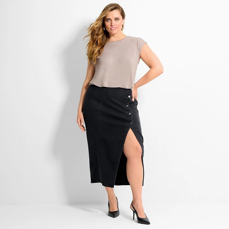 Ashley Graham Women's Plus Knit Bubble Top