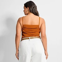Ashley Graham Women's Plus Shirred Crepe Tank