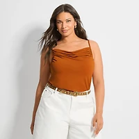 Ashley Graham Women's Plus Shirred Crepe Tank