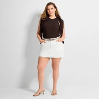 Ashley Graham Women's Plus High Neck Rib Tank