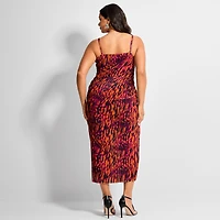 Ashley Graham Women's Plus Ruched Bodycon Midi Dress