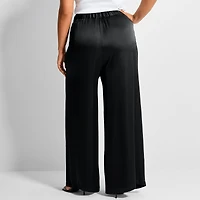 Ashley Graham Women's Plus Satin Pull on Pant