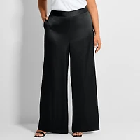 Ashley Graham Women's Plus Satin Pull on Pant