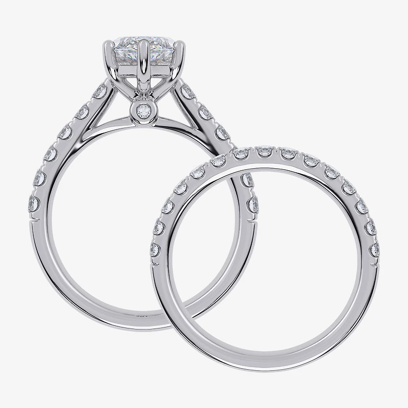 Signature By Modern Bride (G-H / Vs2-Si1) Womens 4 CT. T.W. Lab Grown White Diamond 14K Gold Marquise Side Stone Bridal Set