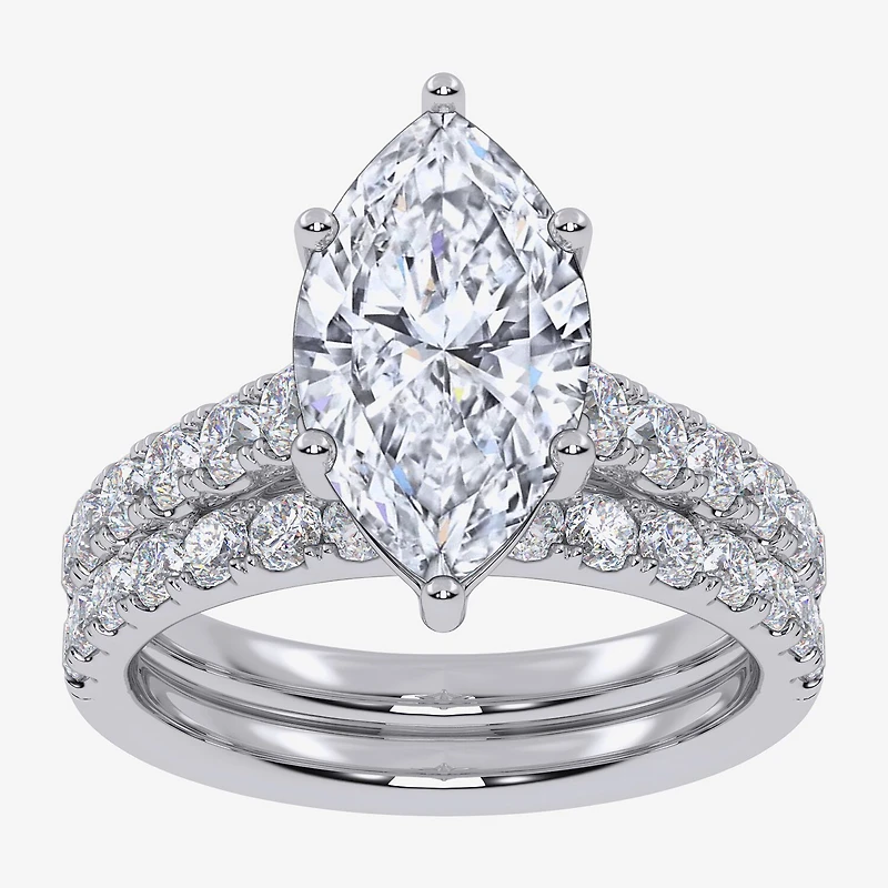 Signature By Modern Bride (G-H / Vs2-Si1) Womens 4 CT. T.W. Lab Grown White Diamond 14K Gold Marquise Side Stone Bridal Set