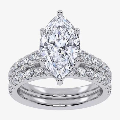 Signature By Modern Bride (G-H / Vs2-Si1) Womens 4 CT. T.W. Lab Grown White Diamond 14K Gold Marquise Side Stone Bridal Set