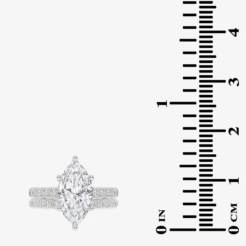 Signature By Modern Bride (G-H / Vs2-Si1) Womens 4 CT. T.W. Lab Grown White Diamond 14K Gold Marquise Side Stone Bridal Set
