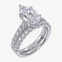 Signature By Modern Bride (G-H / Vs2-Si1) Womens 4 CT. T.W. Lab Grown White Diamond 14K Gold Marquise Side Stone Bridal Set