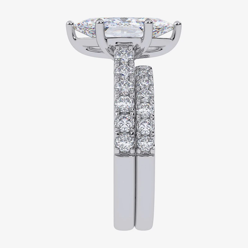 Signature By Modern Bride (G-H / Vs2-Si1) Womens 4 CT. T.W. Lab Grown White Diamond 14K Gold Marquise Side Stone Bridal Set