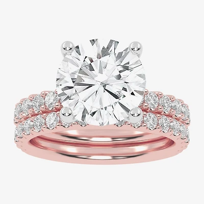Signature By Modern Bride (G / Vs2-Si1) Womens 6 CT. T.W. Lab Grown White Diamond 14K Gold Round Side Stone Bridal Set