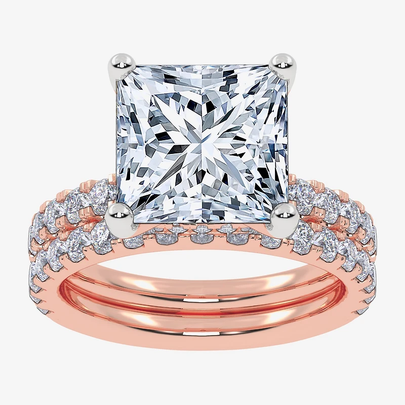 (G / Vs2-Si1) Womens 6 CT. T.W. Lab Grown White Diamond 14K Gold Side Stone Bridal Set