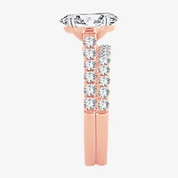 Signature By Modern Bride (G-H / Si1-Si2) Womens 4 CT. T.W. Lab Grown White Diamond 14K Gold Oval Side Stone Bridal Set