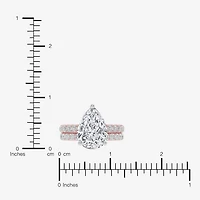 Signature By Modern Bride (G-H / Si1-Si2) Womens 4 CT. T.W. Lab Grown White Diamond 14K Gold Pear Side Stone Bridal Set