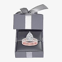 Signature By Modern Bride (G-H / Si1-Si2) Womens 4 CT. T.W. Lab Grown White Diamond 14K Gold Pear Side Stone Bridal Set