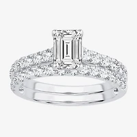 (H-I / SI1-SI2) Signature By Modern Bride Womens 2 1/2 CT. TW. Lab Grown White Diamond 14K Gold Emerald Bridal Set