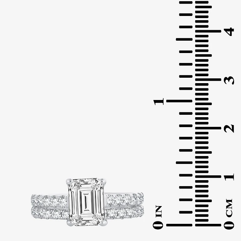 (H-I / SI1-SI2) Signature By Modern Bride Womens 2 1/2 CT. TW. Lab Grown White Diamond 14K Gold Emerald Bridal Set