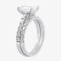 (H-I / SI1-SI2) Signature By Modern Bride Womens 2 1/2 CT. TW. Lab Grown White Diamond 14K Gold Emerald Bridal Set