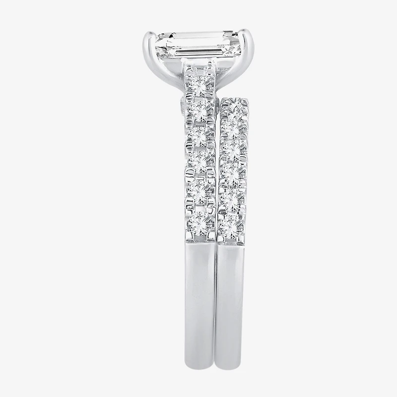 (H-I / SI1-SI2) Signature By Modern Bride Womens 2 1/2 CT. TW. Lab Grown White Diamond 14K Gold Emerald Bridal Set
