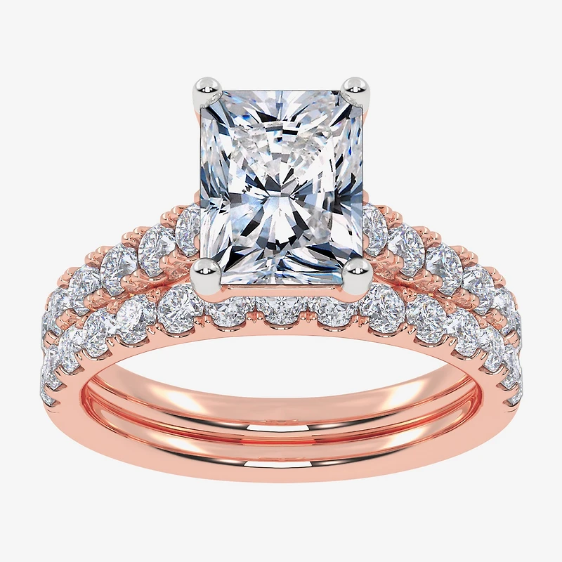 Signature By Modern Bride (G-H / Vs2-Si1) Womens 4 CT. T.W. Lab Grown White Diamond 14K Gold Side Stone Bridal Set