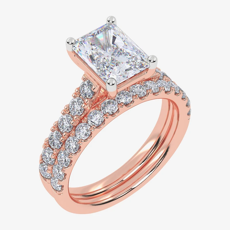 Signature By Modern Bride (G-H / Vs2-Si1) Womens 4 CT. T.W. Lab Grown White Diamond 14K Gold Side Stone Bridal Set