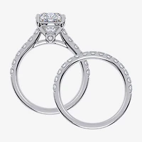 Signature By Modern Bride (G-H / Vs2-Si1) Womens 4 CT. T.W. Lab Grown White Diamond 14K Gold Cushion Side Stone Bridal Set