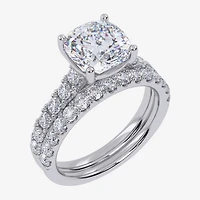 Signature By Modern Bride (G-H / Vs2-Si1) Womens 4 CT. T.W. Lab Grown White Diamond 14K Gold Cushion Side Stone Bridal Set