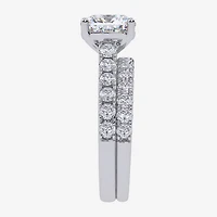 Signature By Modern Bride (G-H / Vs2-Si1) Womens 4 CT. T.W. Lab Grown White Diamond 14K Gold Cushion Side Stone Bridal Set