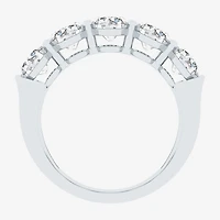 (F / Vs2) Womens 23.MM 4 CT. T.W. Lab Grown White Diamond 10K Gold Oval 5-Stone Wedding Band