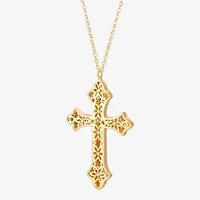 Made in Italy Cross Womens 10K Gold Cross 16 Inch Pendant Necklace