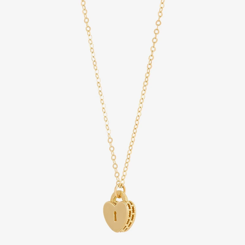 Gold Addiction Womens 10K Gold Heart 18 Inch Pendant Necklace