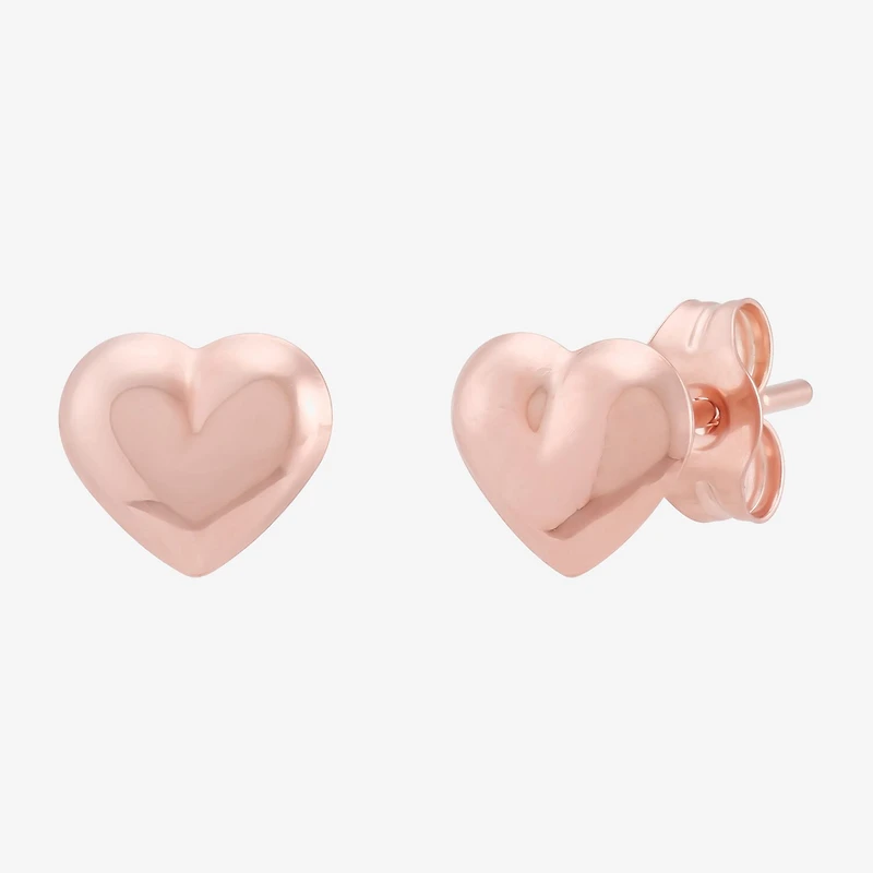 14K Gold 5.5mm Heart Stud Earrings