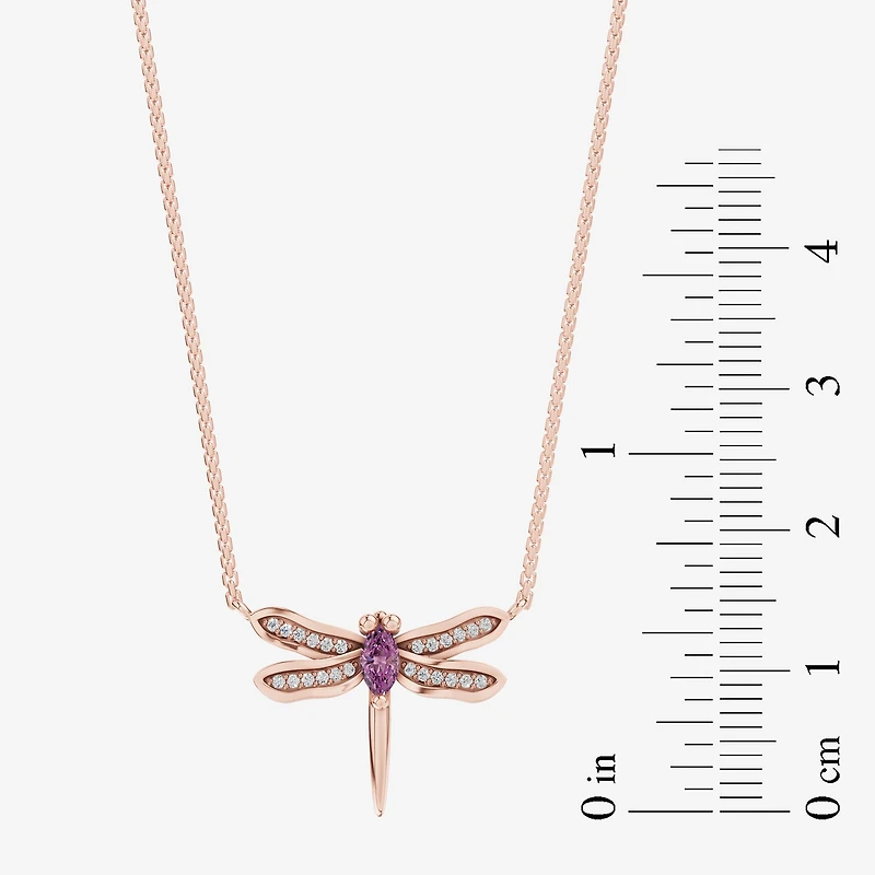 Enchanted Disney Fine Jewelry Womens Diamond Accent Genuine Red Rhodolite 14K Gold 17 1/4 Inch Pendant Necklace