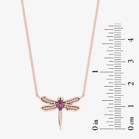 Enchanted Disney Fine Jewelry Womens Diamond Accent Genuine Red Rhodolite 14K Gold 17 1/4 Inch Pendant Necklace
