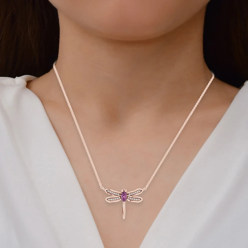 Enchanted Disney Fine Jewelry Womens Diamond Accent Genuine Red Rhodolite 14K Gold 17 1/4 Inch Pendant Necklace