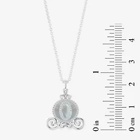 Enchanted Disney Fine Jewelry Womens 1/6 CT. T.W. White Mother Of Pearl Sterling Silver 16 Inch Pendant Necklace