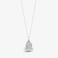 Enchanted Disney Fine Jewelry Womens 1/6 CT. T.W. White Mother Of Pearl Sterling Silver 16 Inch Pendant Necklace